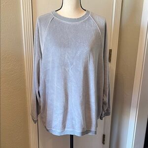 aerie Light Gray Washed Pullover Sweatshirt